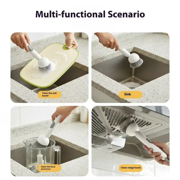 🔥Last Day 50% OFF🧼Liquid Dispensing Pan Brush | Rotatable 6 Angles・Press Soap Design・Labor-Saving Clean