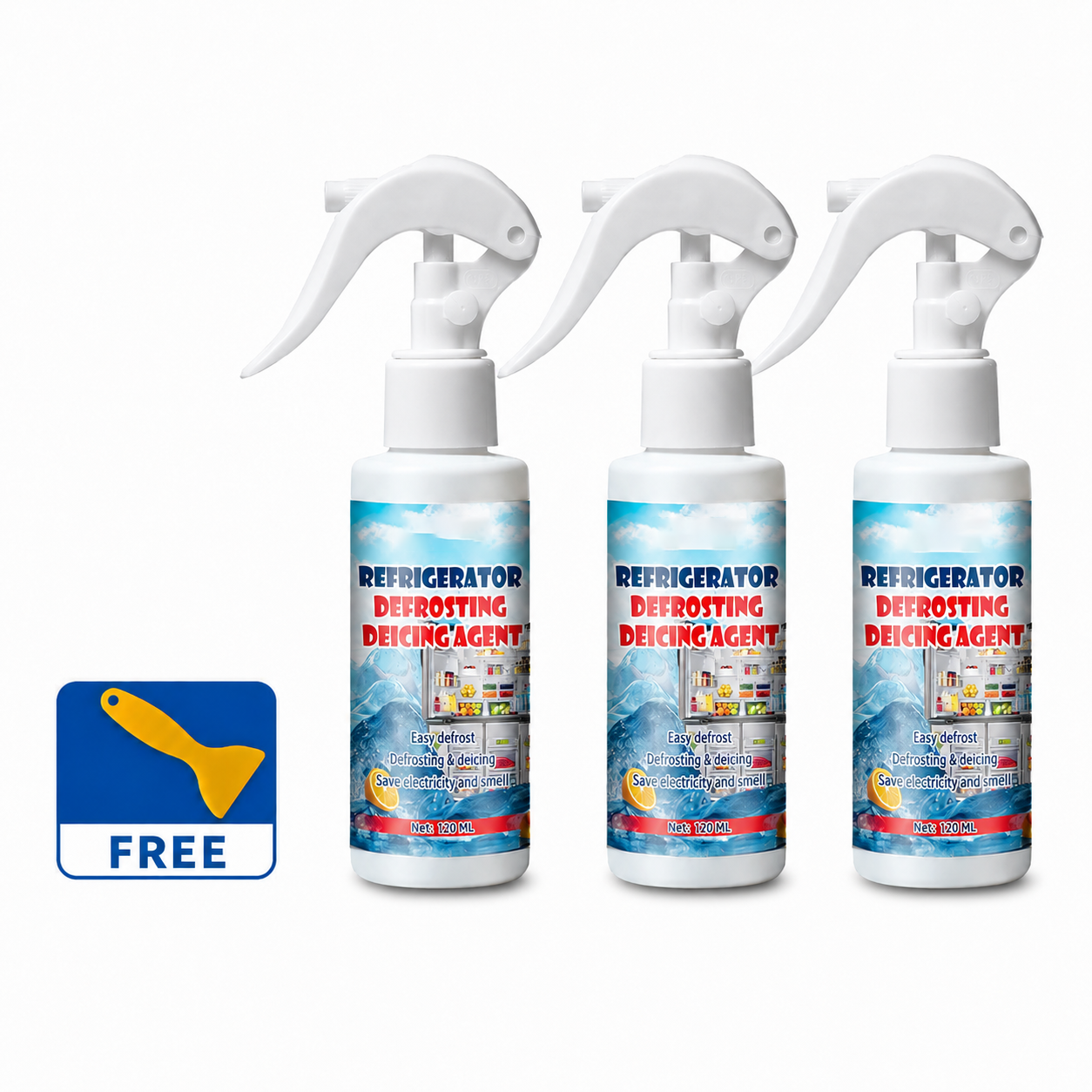 🧊 Buy 2 Get 1 Free | Defrosting Spray for Fridge Freezer 🎁 Includes Free Spatula