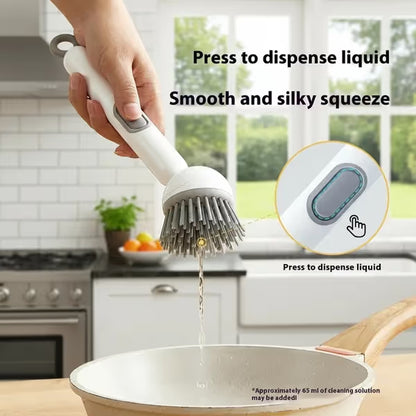 🔥Last Day 50% OFF🧼Liquid Dispensing Pan Brush | Rotatable 6 Angles・Press Soap Design・Labor-Saving Clean
