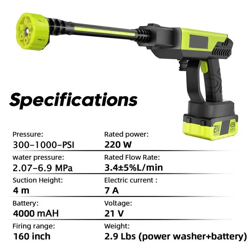 Cordless Pressure Washer and Single Port Charger Base, Bottle Portable Washer for Car,Home Cleaning & Garden Watering
