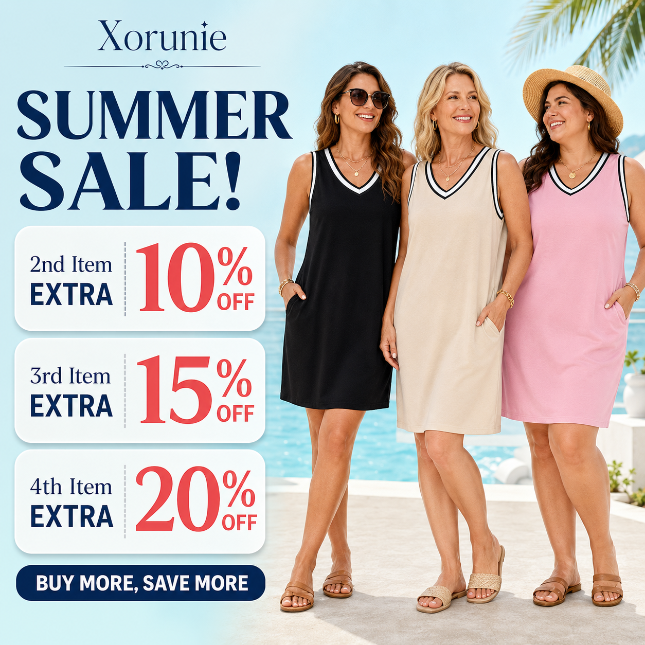 EasyBreeze - Contrast Trim Summer Dress