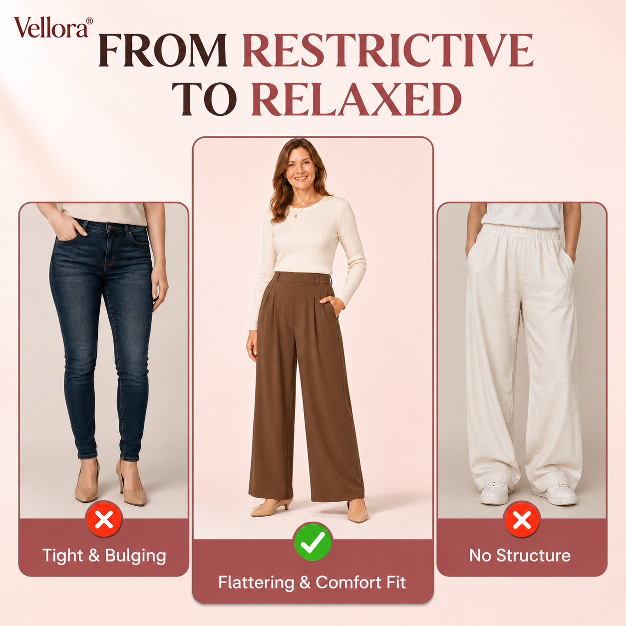 Vellora -  High Waisted Side Pocket Wide Leg Waffle Work Pants