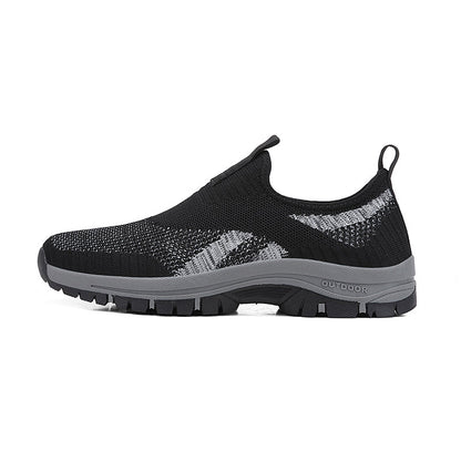 Men's Mesh Hiking Shoes - Slip-On, Lightweight, Wide Toe Box with Arch Support