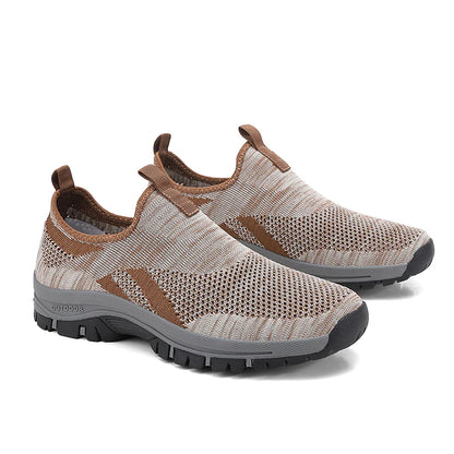Men's Mesh Hiking Shoes - Slip-On, Lightweight, Wide Toe Box with Arch Support