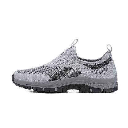 Men's Mesh Hiking Shoes - Slip-On, Lightweight, Wide Toe Box with Arch Support