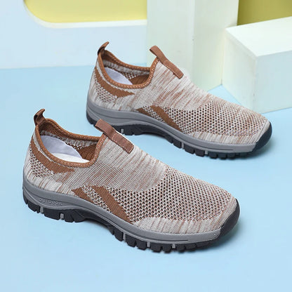 Men's Mesh Hiking Shoes - Slip-On, Lightweight, Wide Toe Box with Arch Support