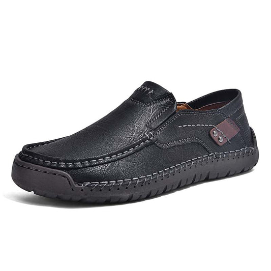 (🎁Free Socks Giveaway🧦) Men's Genuine Leather Casual Boots - Slip-On, Waterproof, Wide Toe Box with Arch Support