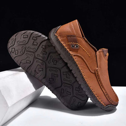 (🎁Free Socks Giveaway🧦) Men's Genuine Leather Casual Boots - Slip-On, Waterproof, Wide Toe Box with Arch Support