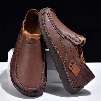 (🎁Free Socks Giveaway🧦) Men's Genuine Leather Casual Boots - Slip-On, Waterproof, Wide Toe Box with Arch Support