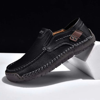(🎁Free Socks Giveaway🧦) Men's Genuine Leather Casual Boots - Slip-On, Waterproof, Wide Toe Box with Arch Support