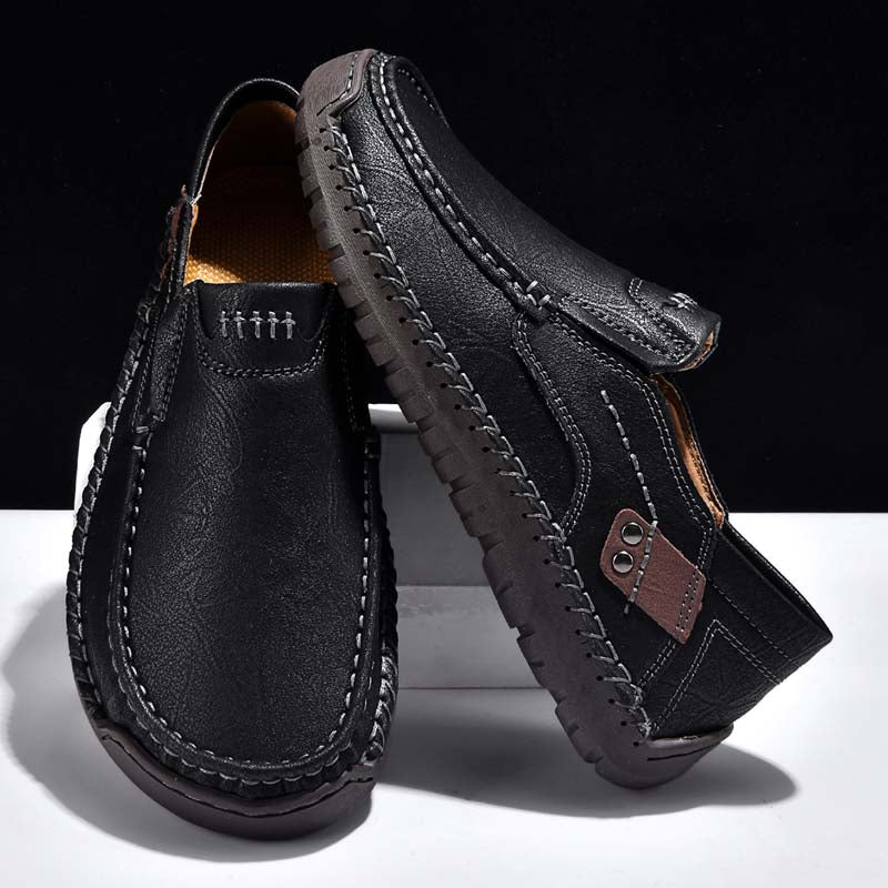 (🎁Free Socks Giveaway🧦) Men's Genuine Leather Casual Boots - Slip-On, Waterproof, Wide Toe Box with Arch Support