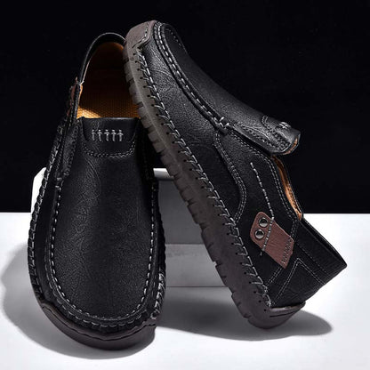 (🎁Free Socks Giveaway🧦) Men's Genuine Leather Casual Boots - Slip-On, Waterproof, Wide Toe Box with Arch Support