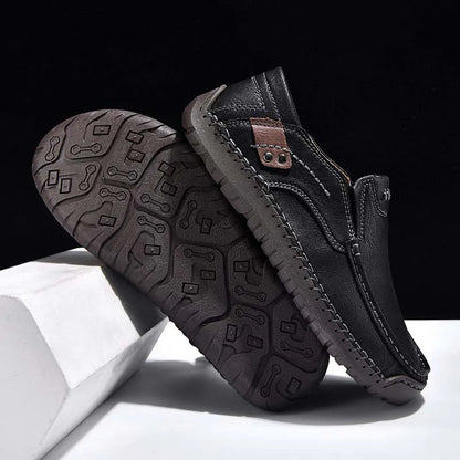 (🎁Free Socks Giveaway🧦) Men's Genuine Leather Casual Boots - Slip-On, Waterproof, Wide Toe Box with Arch Support