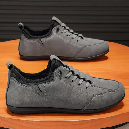 (🎁Free Socks Giveaway🧦)Men’s Secure-Fit Suede Walking Shoes for Tired, Wide Feet | Breathable Lace-Up Comfort with Arch Support for Daily Walks & Travel