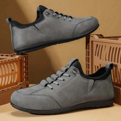 (🎁Free Socks Giveaway🧦)Men’s Secure-Fit Suede Walking Shoes for Tired, Wide Feet | Breathable Lace-Up Comfort with Arch Support for Daily Walks & Travel