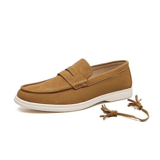 Men’s No-Bend Suede Slip-On Walking Shoes for Tired, Wide Feet | Lightweight Arch Support for Daily Walks & Travel