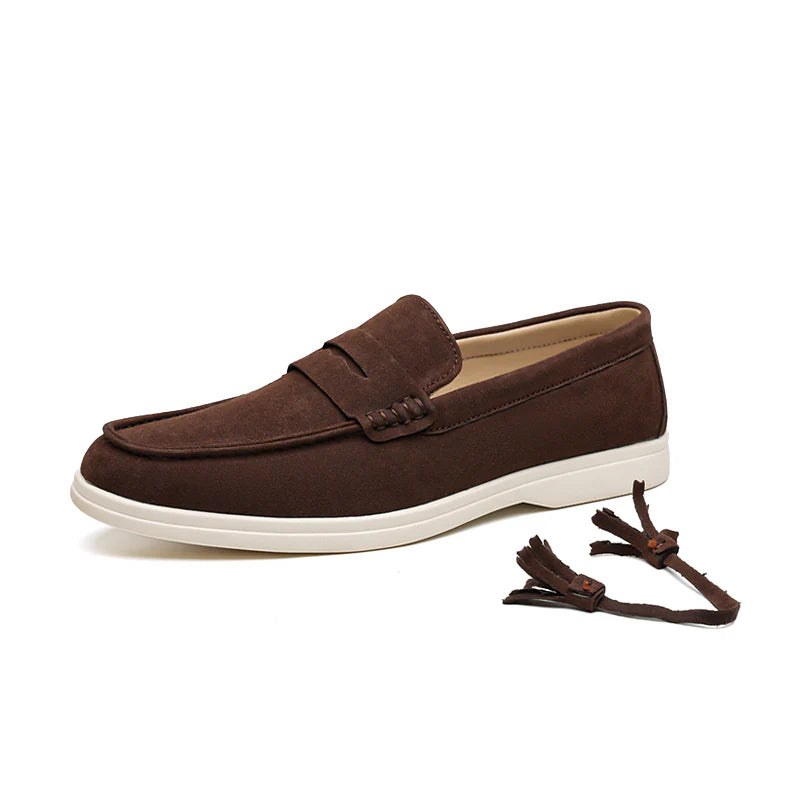 Men’s No-Bend Suede Slip-On Walking Shoes for Tired, Wide Feet | Lightweight Arch Support for Daily Walks & Travel