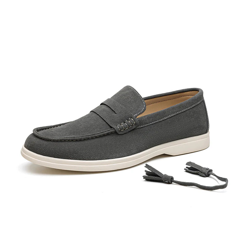 Men’s No-Bend Suede Slip-On Walking Shoes for Tired, Wide Feet | Lightweight Arch Support for Daily Walks & Travel