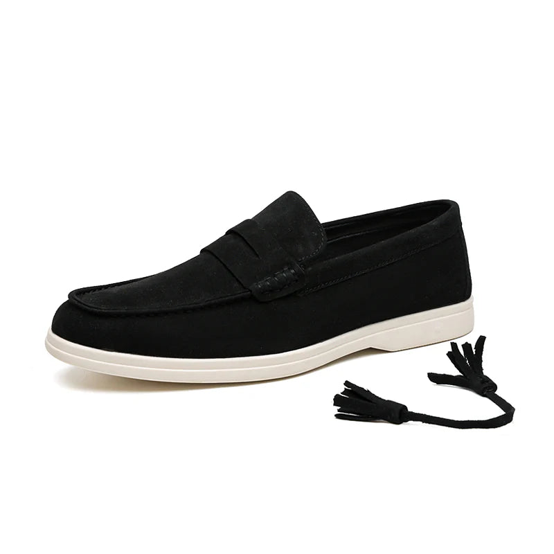 Men’s No-Bend Suede Slip-On Walking Shoes for Tired, Wide Feet | Lightweight Arch Support for Daily Walks & Travel