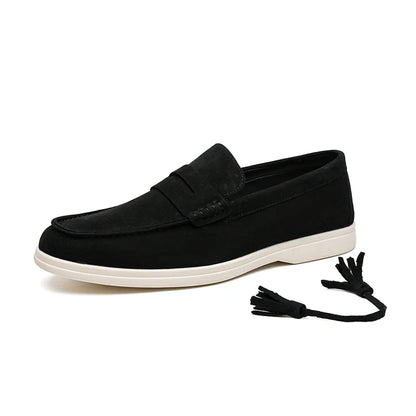 Men’s No-Bend Suede Slip-On Walking Shoes for Tired, Wide Feet | Lightweight Arch Support for Daily Walks & Travel