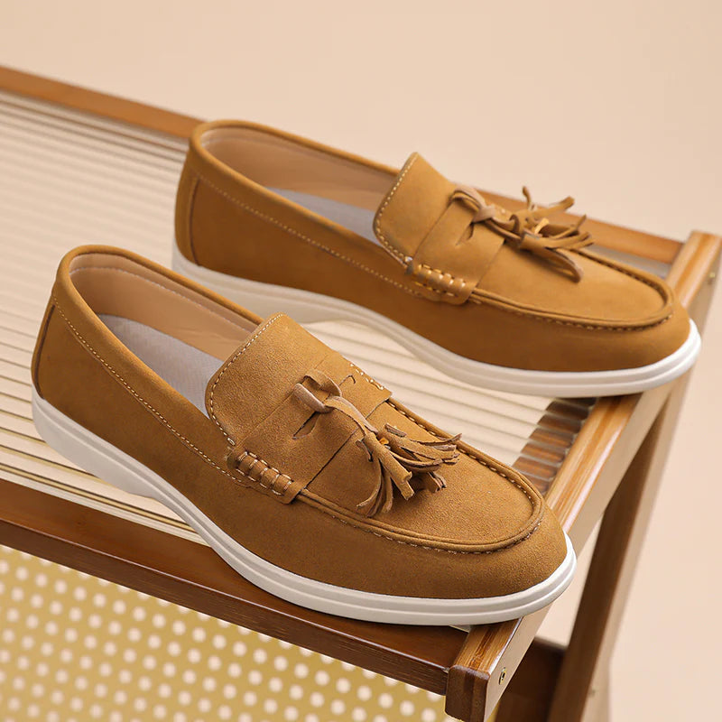 Men’s No-Bend Suede Slip-On Walking Shoes for Tired, Wide Feet | Lightweight Arch Support for Daily Walks & Travel