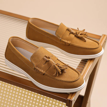 Men’s No-Bend Suede Slip-On Walking Shoes for Tired, Wide Feet | Lightweight Arch Support for Daily Walks & Travel