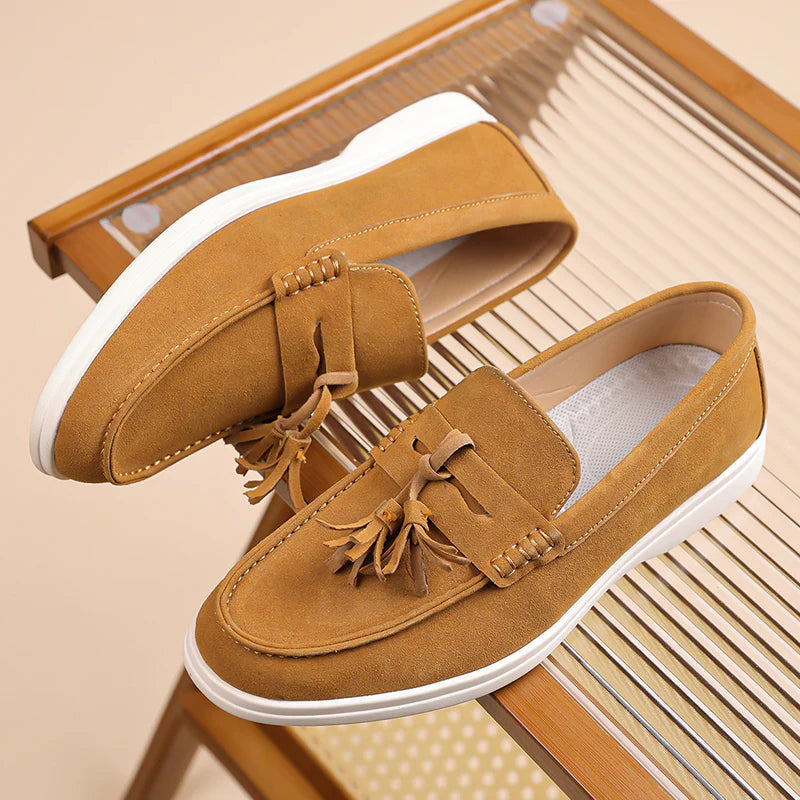 Men’s No-Bend Suede Slip-On Walking Shoes for Tired, Wide Feet | Lightweight Arch Support for Daily Walks & Travel