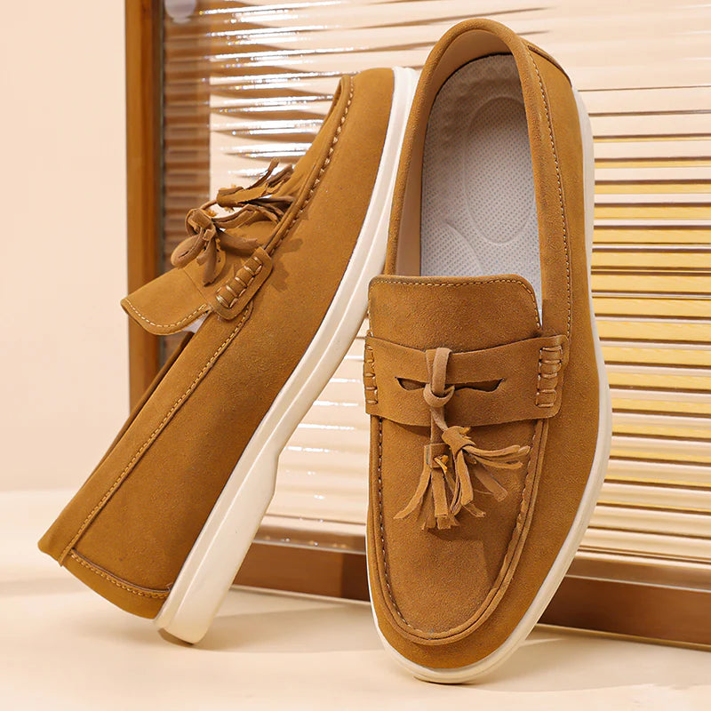 Men’s No-Bend Suede Slip-On Walking Shoes for Tired, Wide Feet | Lightweight Arch Support for Daily Walks & Travel