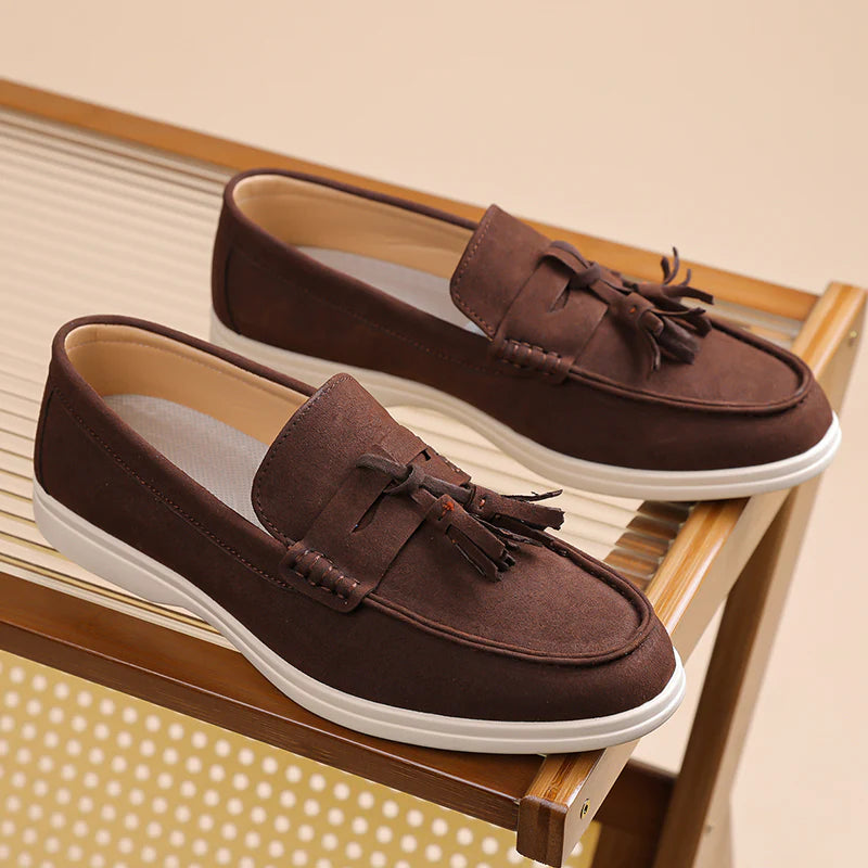 Men’s No-Bend Suede Slip-On Walking Shoes for Tired, Wide Feet | Lightweight Arch Support for Daily Walks & Travel