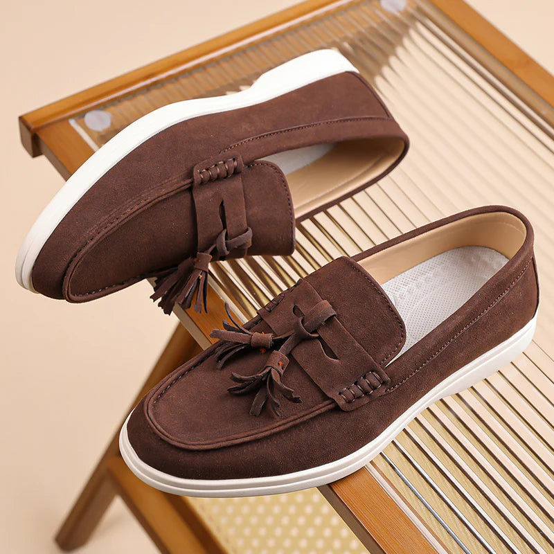Men’s No-Bend Suede Slip-On Walking Shoes for Tired, Wide Feet | Lightweight Arch Support for Daily Walks & Travel