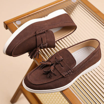Men’s No-Bend Suede Slip-On Walking Shoes for Tired, Wide Feet | Lightweight Arch Support for Daily Walks & Travel