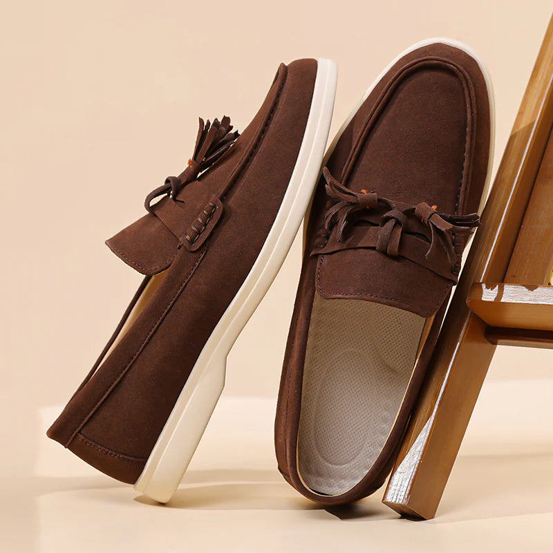 Men’s No-Bend Suede Slip-On Walking Shoes for Tired, Wide Feet | Lightweight Arch Support for Daily Walks & Travel