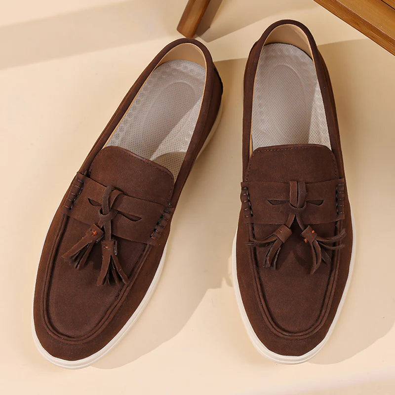 Men’s No-Bend Suede Slip-On Walking Shoes for Tired, Wide Feet | Lightweight Arch Support for Daily Walks & Travel