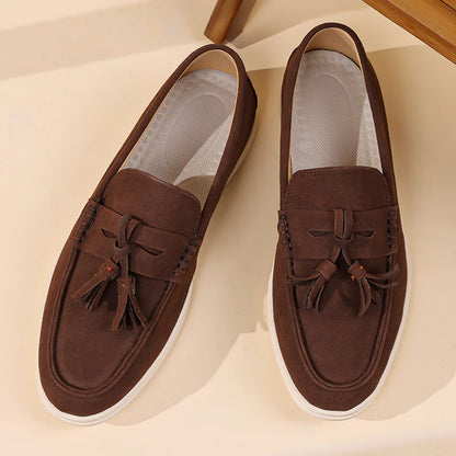 Men’s No-Bend Suede Slip-On Walking Shoes for Tired, Wide Feet | Lightweight Arch Support for Daily Walks & Travel