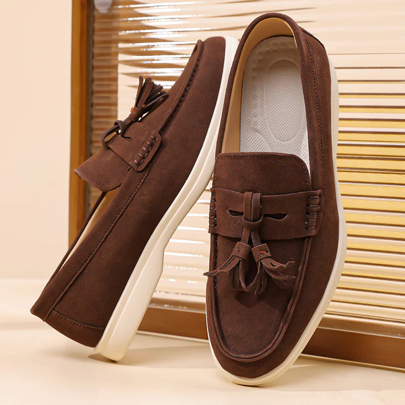 Men’s No-Bend Suede Slip-On Walking Shoes for Tired, Wide Feet | Lightweight Arch Support for Daily Walks & Travel