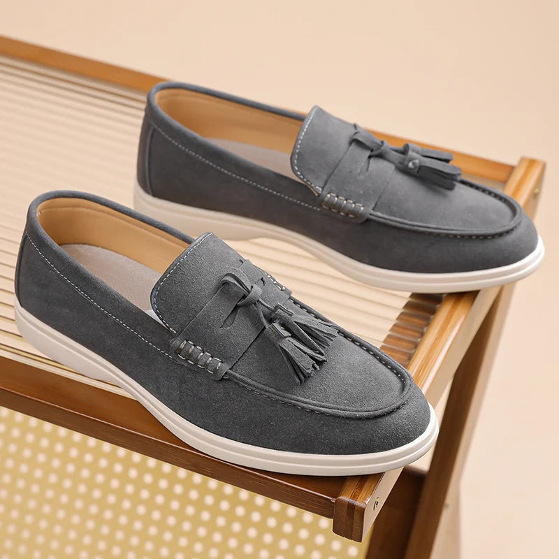 Men’s No-Bend Suede Slip-On Walking Shoes for Tired, Wide Feet | Lightweight Arch Support for Daily Walks & Travel