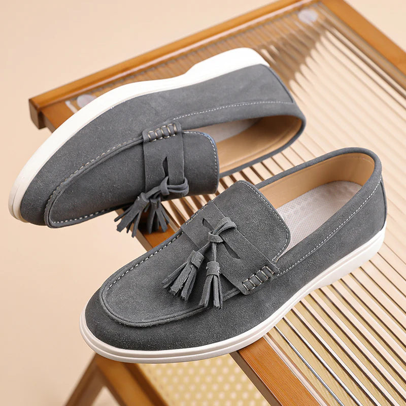 Men’s No-Bend Suede Slip-On Walking Shoes for Tired, Wide Feet | Lightweight Arch Support for Daily Walks & Travel