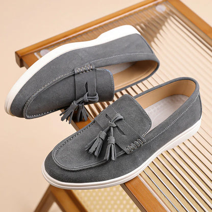Men’s No-Bend Suede Slip-On Walking Shoes for Tired, Wide Feet | Lightweight Arch Support for Daily Walks & Travel