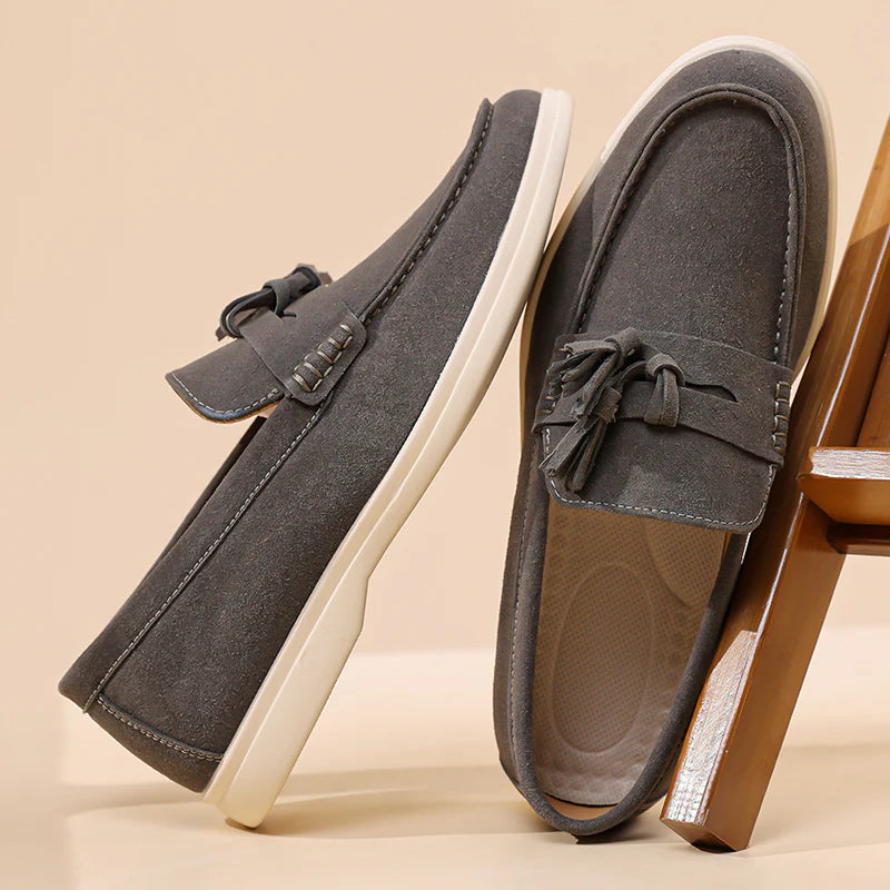 Men’s No-Bend Suede Slip-On Walking Shoes for Tired, Wide Feet | Lightweight Arch Support for Daily Walks & Travel