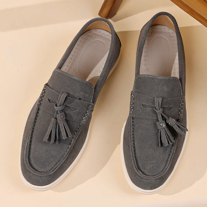Men’s No-Bend Suede Slip-On Walking Shoes for Tired, Wide Feet | Lightweight Arch Support for Daily Walks & Travel
