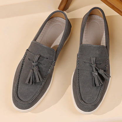 Men’s No-Bend Suede Slip-On Walking Shoes for Tired, Wide Feet | Lightweight Arch Support for Daily Walks & Travel