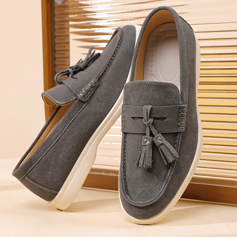 Men’s No-Bend Suede Slip-On Walking Shoes for Tired, Wide Feet | Lightweight Arch Support for Daily Walks & Travel