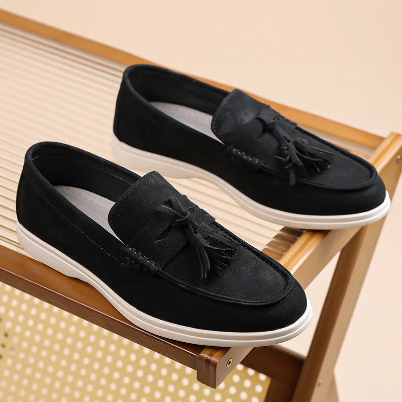 Men’s No-Bend Suede Slip-On Walking Shoes for Tired, Wide Feet | Lightweight Arch Support for Daily Walks & Travel