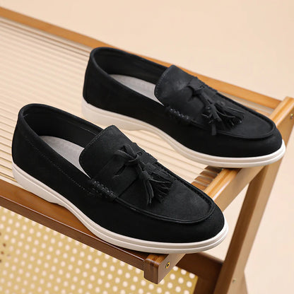Men’s No-Bend Suede Slip-On Walking Shoes for Tired, Wide Feet | Lightweight Arch Support for Daily Walks & Travel