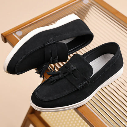 Men’s No-Bend Suede Slip-On Walking Shoes for Tired, Wide Feet | Lightweight Arch Support for Daily Walks & Travel