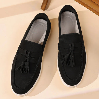 Men’s No-Bend Suede Slip-On Walking Shoes for Tired, Wide Feet | Lightweight Arch Support for Daily Walks & Travel