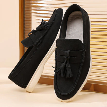 Men’s No-Bend Suede Slip-On Walking Shoes for Tired, Wide Feet | Lightweight Arch Support for Daily Walks & Travel