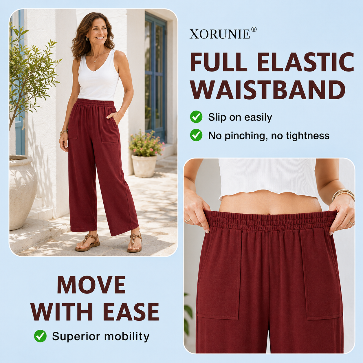 XORUNIE - Women’s Comfy Wide Leg Lounge Pants