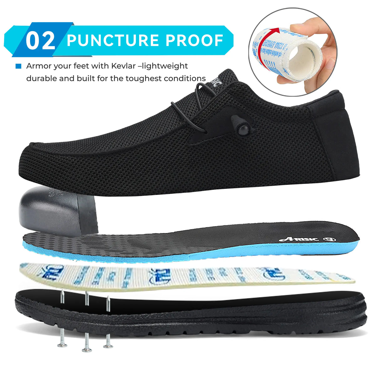 Steel Toe Loafers Men Lightweight Comfortable Slip On Walking Casual Flats Sneakers Work Safety Shoes Runner Closed Footwear Trainer Boy Training Running Athletic Breathable Moccasins Fathersdaygift