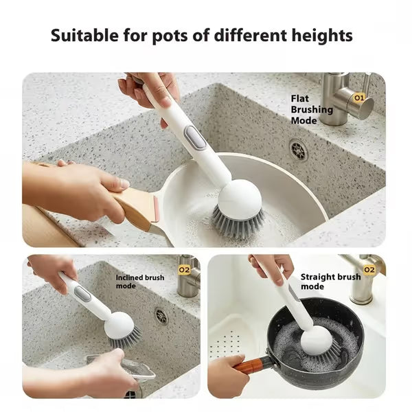 🔥Last Day 50% OFF🧼Liquid Dispensing Pan Brush | Rotatable 6 Angles・Press Soap Design・Labor-Saving Clean